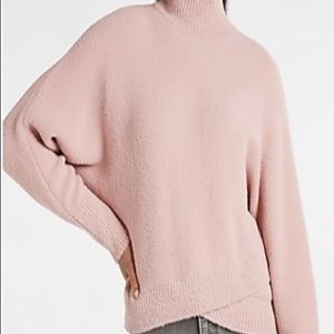 Express Mock Neck Dolman Faux Wrap Hem Sweater